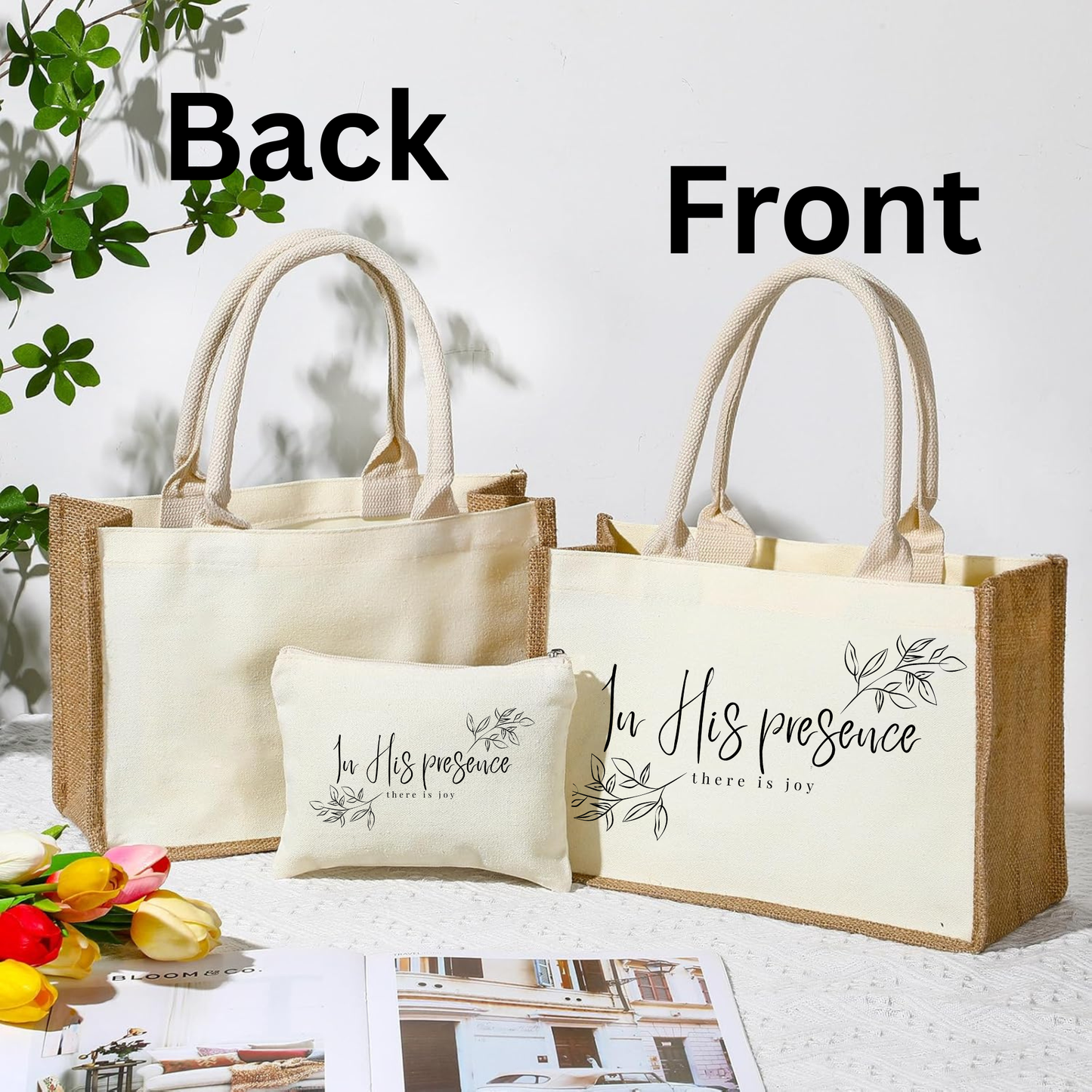 n His Presence Jute Tote Bag