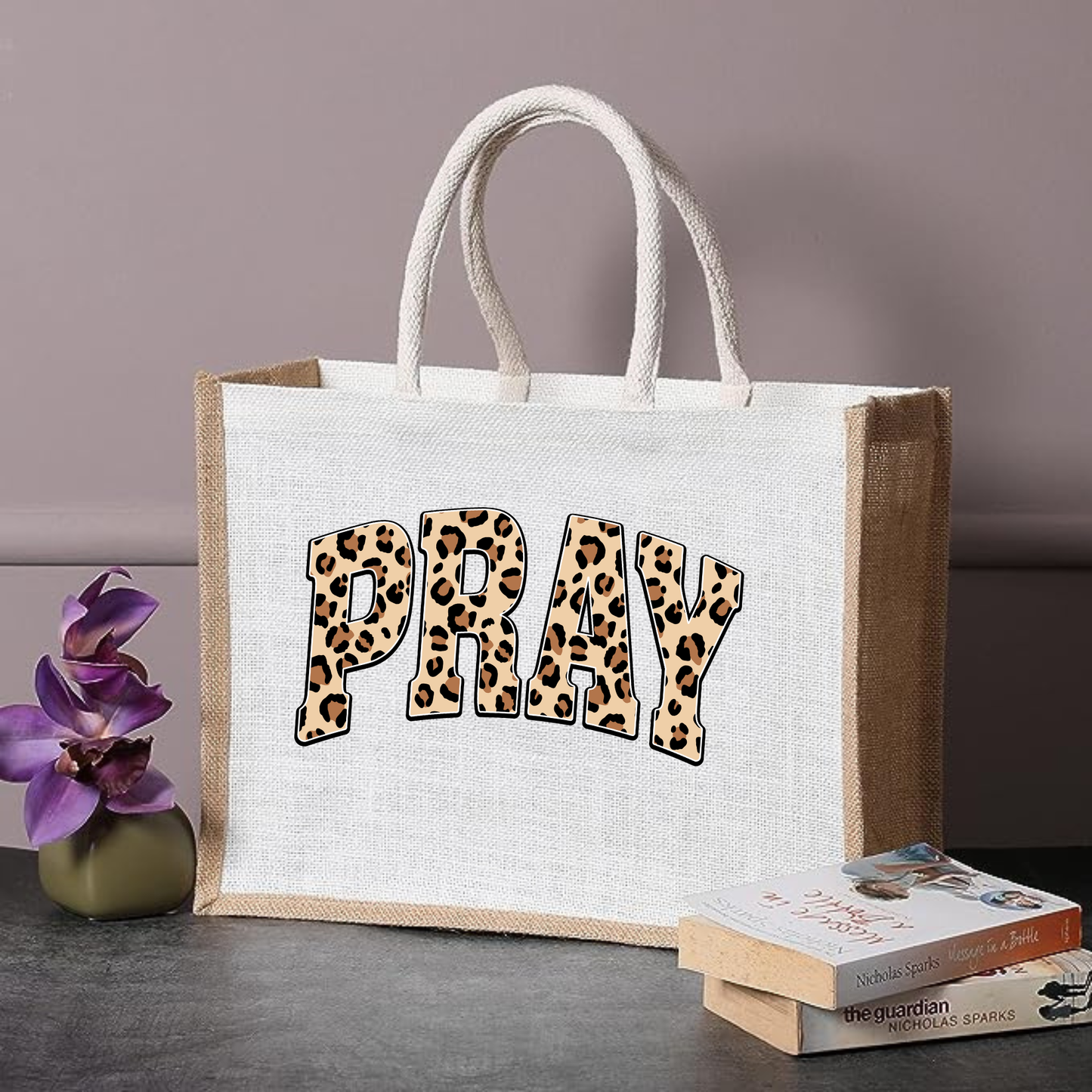PRAY Jute Canvas Tote Bag