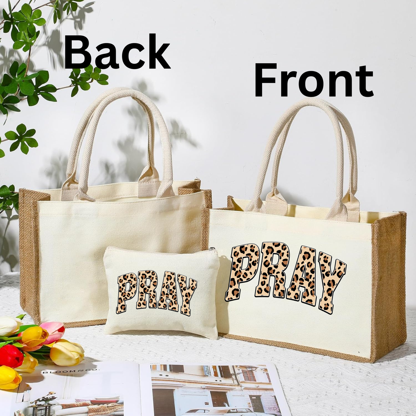 PRAY Jute Canvas Tote Bag